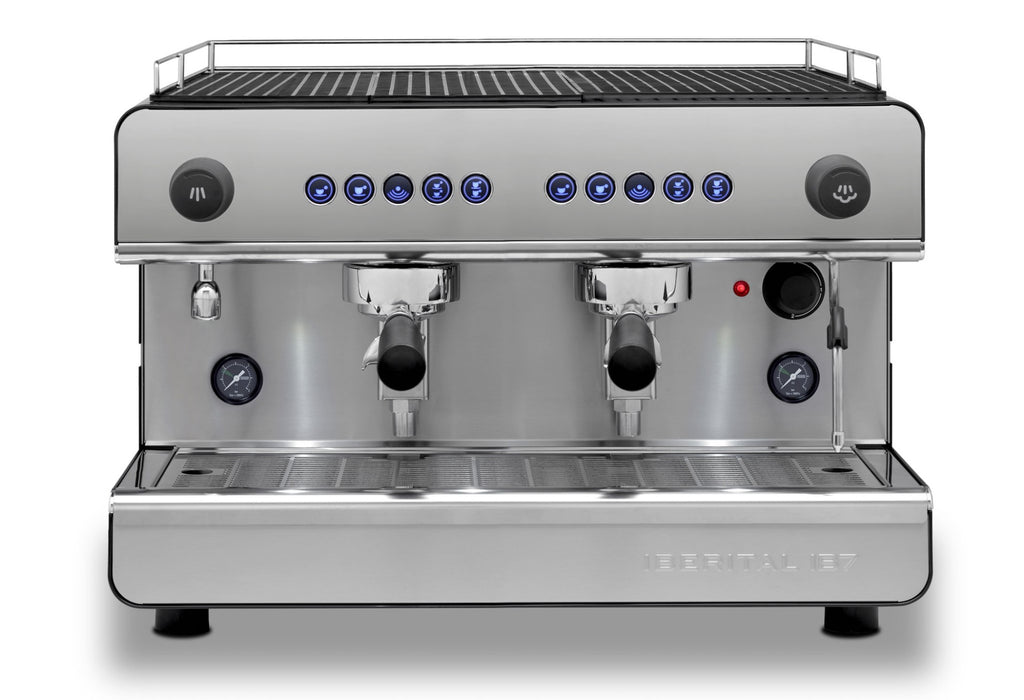 Iberital IB7 Compact 2 group espresso machine. Small machine that punches above its weight